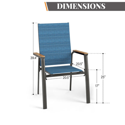 MAISON ARTS Set da pranzo per patio da 5 pezzi, 4 sedie da pranzo impilabili in alluminio e 1 tavolo in metallo - Nero