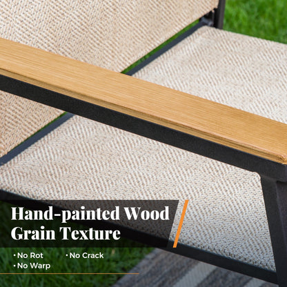 MAISON ARTS Set da pranzo per patio da 5 pezzi, 4 sedie da pranzo impilabili in alluminio e 1 tavolo in metallo - Nero