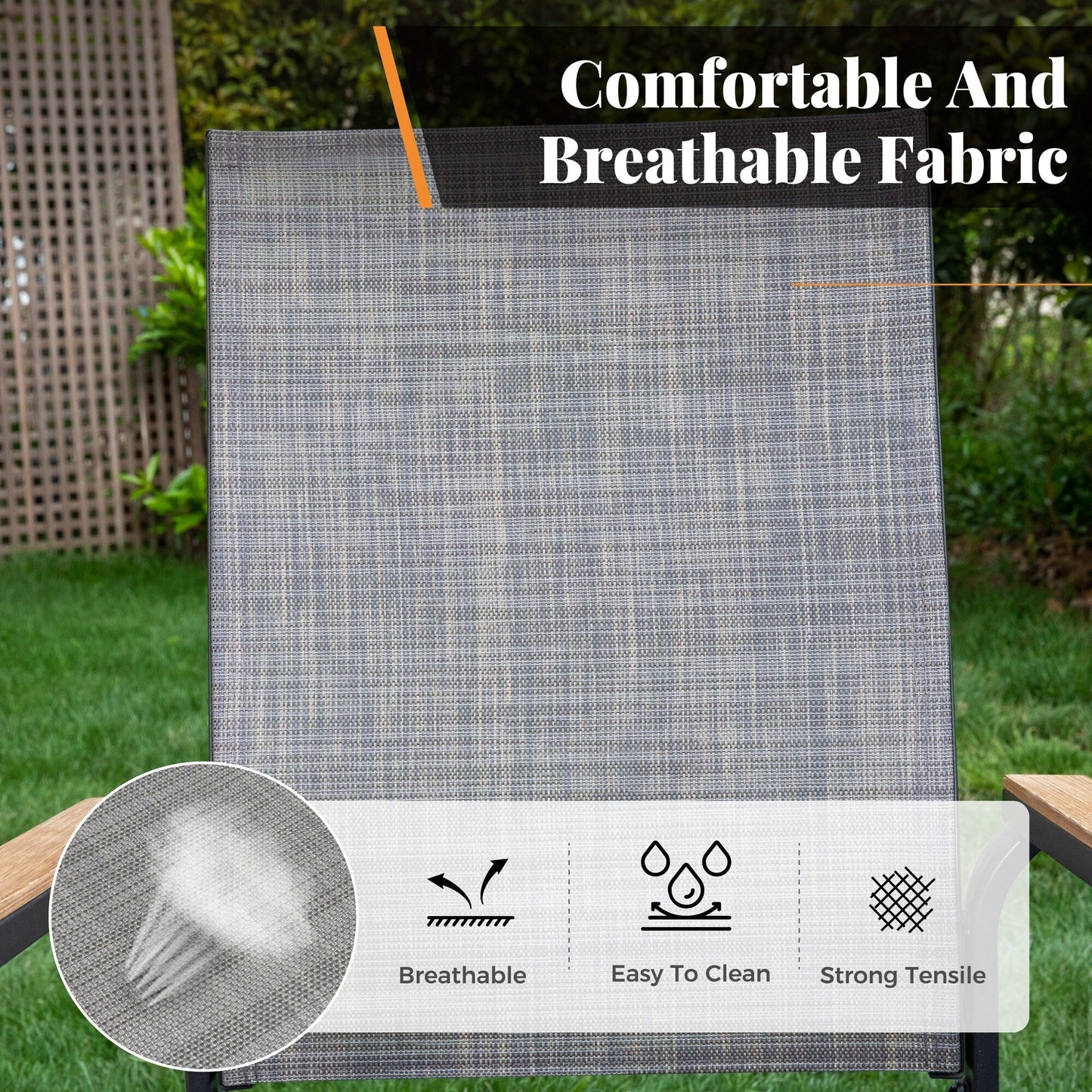 MAISON ARTS Set da pranzo per patio da 5 pezzi, 4 sedie da pranzo impilabili in alluminio e 1 tavolo in metallo - Nero