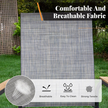 MAISON ARTS Set da pranzo per patio da 5 pezzi, 4 sedie da pranzo impilabili in alluminio e 1 tavolo in metallo - Nero