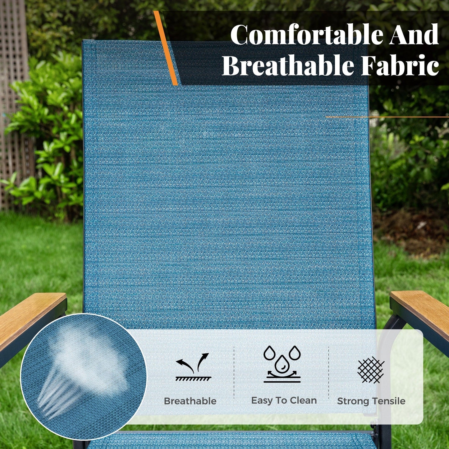 MAISON ARTS Set da pranzo per patio da 5 pezzi, 4 sedie da pranzo impilabili in alluminio e 1 tavolo in metallo - Nero