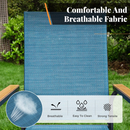 MAISON ARTS Set da pranzo per patio da 5 pezzi, 4 sedie da pranzo impilabili in alluminio e 1 tavolo in metallo - Nero