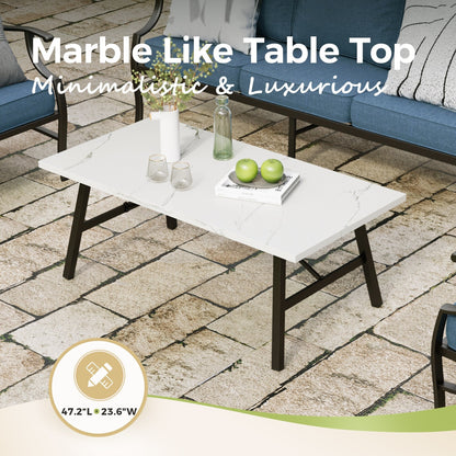 MAISON ARTS Set da conversazione per patio da 6/7 pezzi, set di divani con 2/4 sedie singole, 1 divano a 3 posti e tavolino/pouf