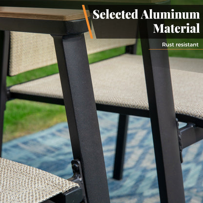 MAISON ARTS Set da pranzo per esterno da 7/9 pezzi, 1 tavolo in metallo estensibile e 6/8 sedie in textilene