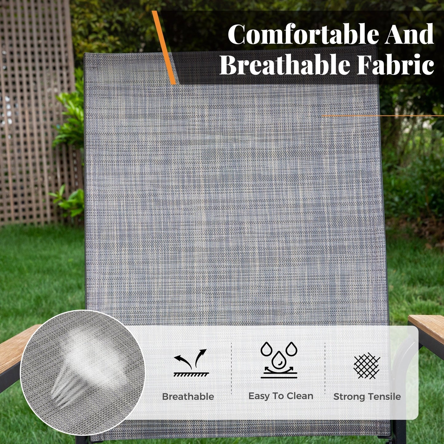 MAISON ARTS Set da pranzo per esterno da 7/9 pezzi, 1 tavolo in metallo estensibile e 6/8 sedie in textilene