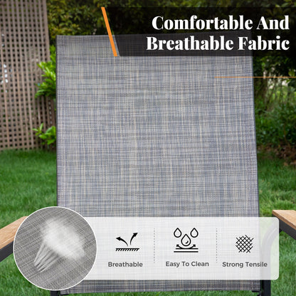 MAISON ARTS Set da pranzo per esterno da 7/9 pezzi, 1 tavolo in metallo estensibile e 6/8 sedie in textilene