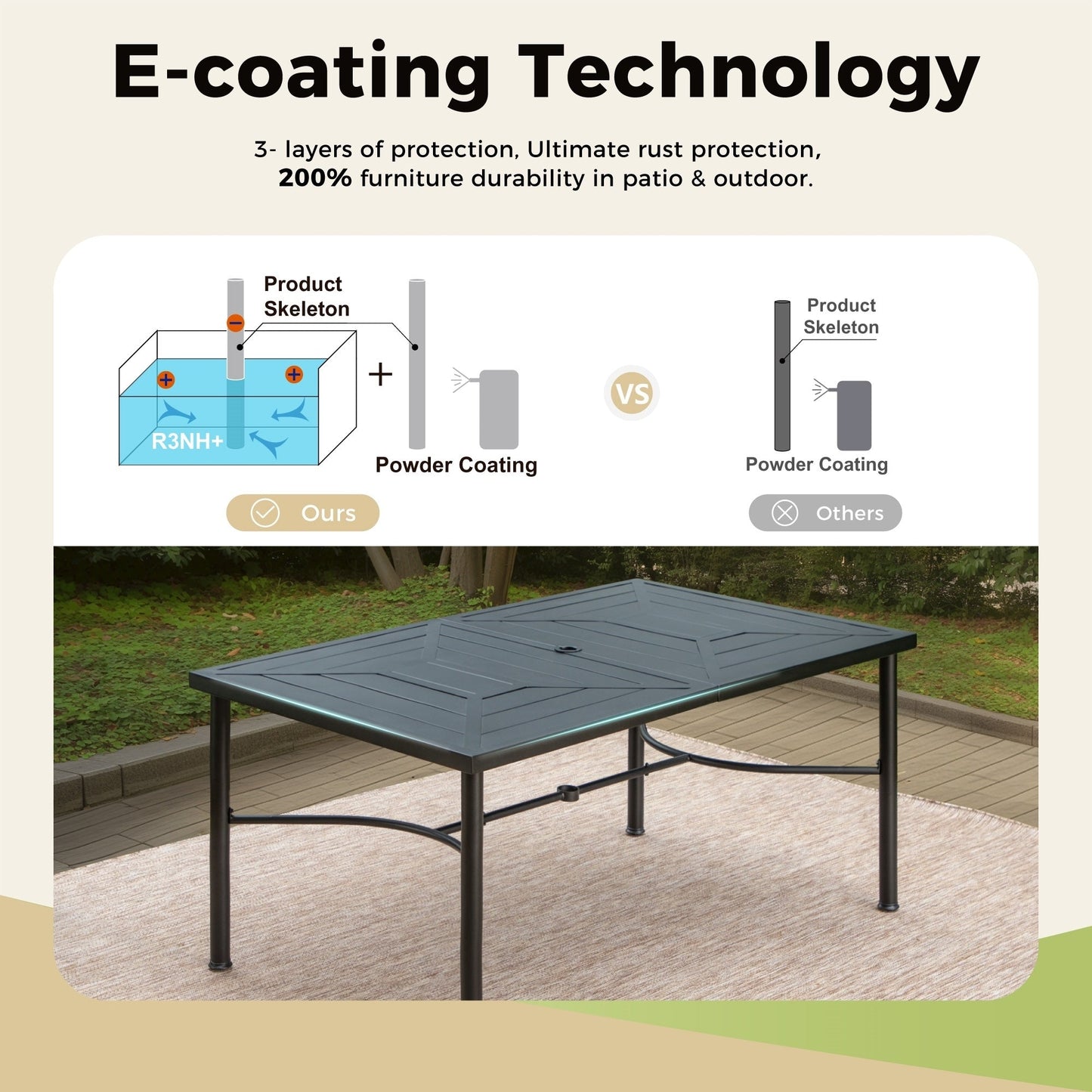 MAISON ARTS Set da pranzo per esterno da 7/9 pezzi, 1 tavolo in metallo estensibile e 6/8 sedie in textilene