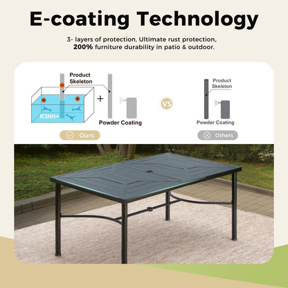 MAISON ARTS Set da pranzo per esterno da 7/9 pezzi, 1 tavolo in metallo estensibile e 6/8 sedie in textilene