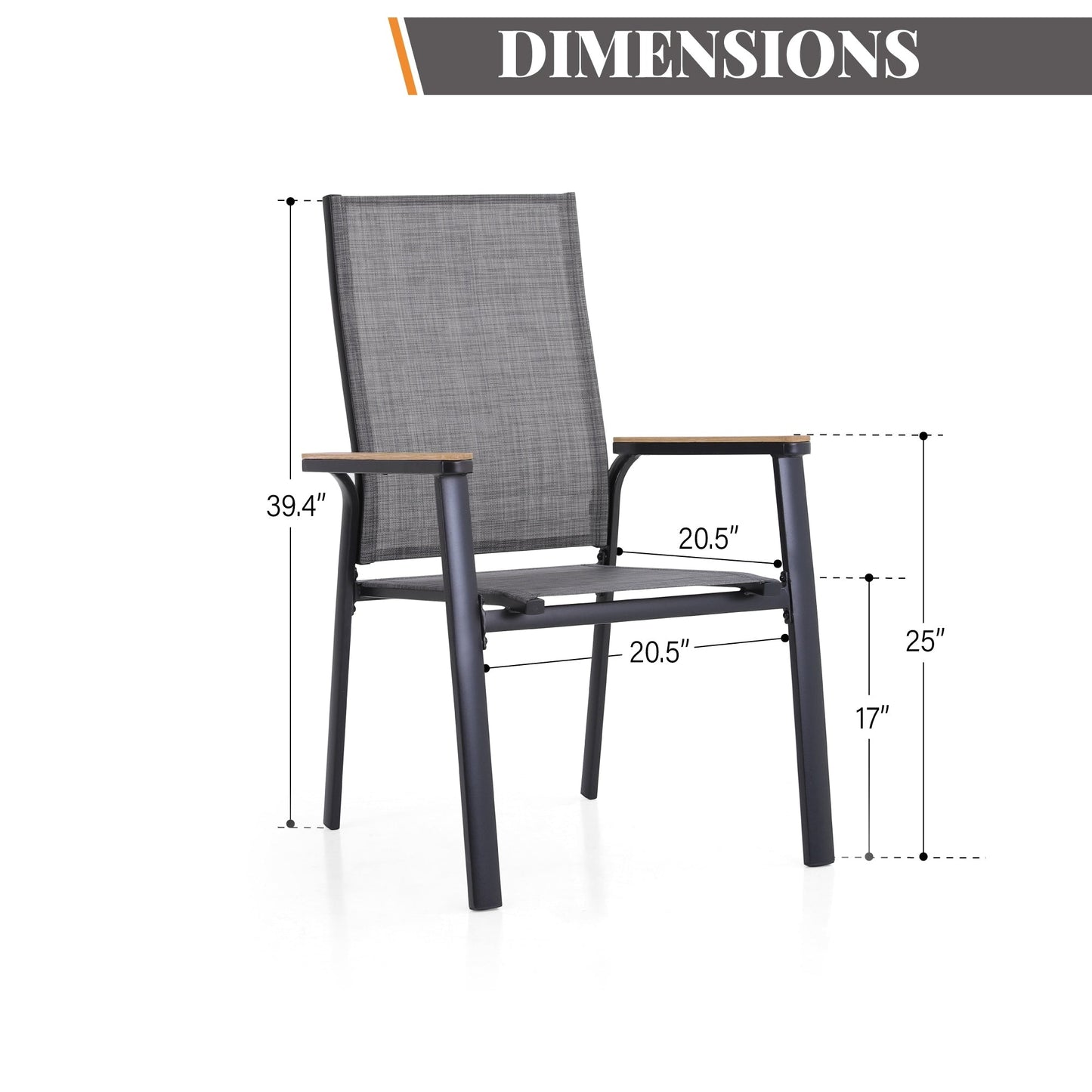 MAISON ARTS Set da pranzo per esterno da 7/9 pezzi, 1 tavolo in metallo estensibile e 6/8 sedie in textilene