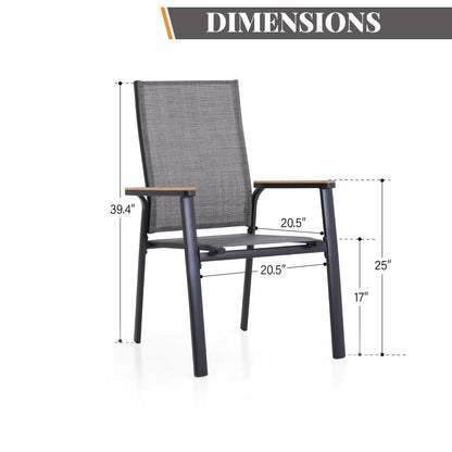 MAISON ARTS Set da pranzo per esterno da 7/9 pezzi, 1 tavolo in metallo estensibile e 6/8 sedie in textilene