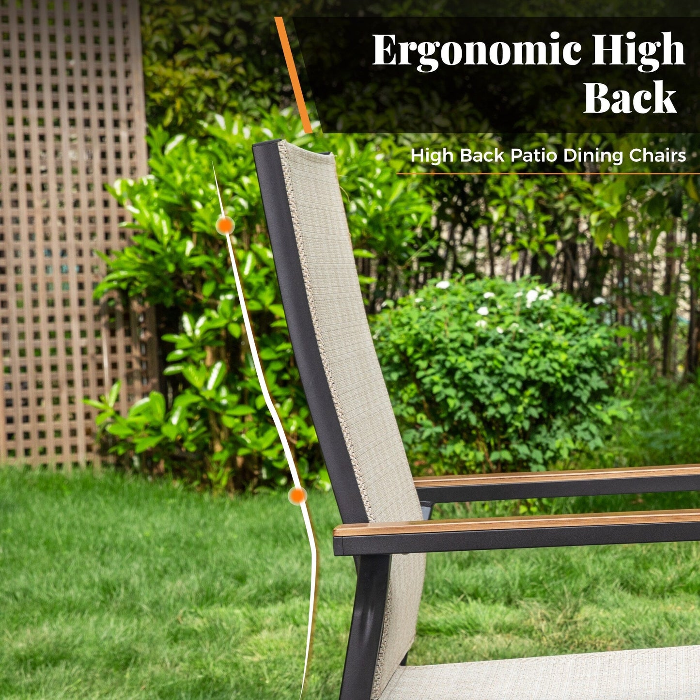 MAISON ARTS Set da pranzo per esterno da 7/9 pezzi, 1 tavolo in metallo estensibile e 6/8 sedie in textilene