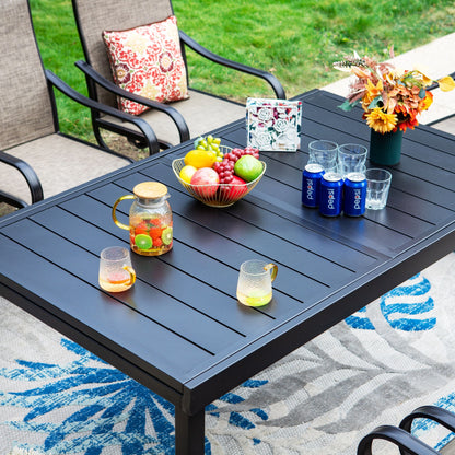 MAISON ARTS Set di mobili da pranzo per patio da 7/9 pezzi con sedie girevoli e 1 tavolo da pranzo rettangolare espandibile per esterni