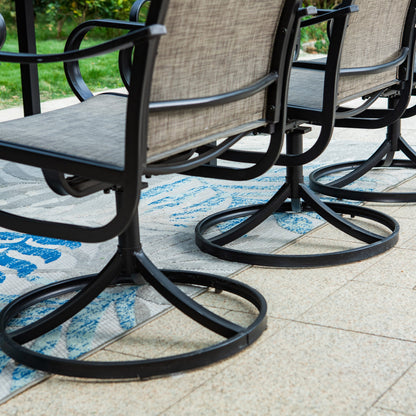 MAISON ARTS Set di mobili da pranzo per patio da 7/9 pezzi con sedie girevoli e 1 tavolo da pranzo rettangolare espandibile per esterni