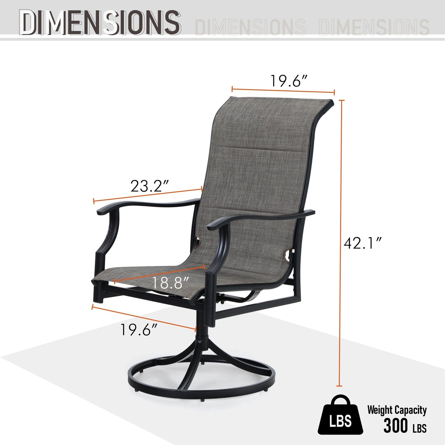 MAISON ARTS Set da pranzo per patio da 7 pezzi, 6 sedie girevoli imbottite in textilene e 1 tavolo in metallo con foro per ombrellone