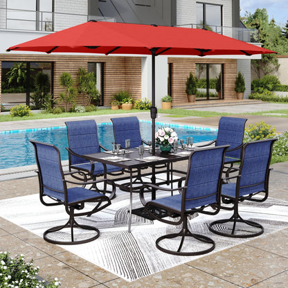 MAISON ARTS Set da pranzo da giardino 8 pezzi con ombrellone da giardino da 13 piedi