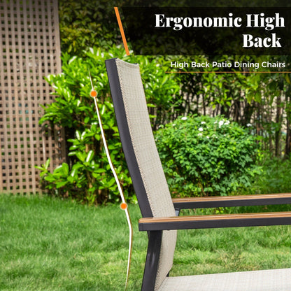 MAISON ARTS Set da pranzo da giardino da 9 pezzi con 8 sedie impilabili in textilene e 1 tavolo in metallo