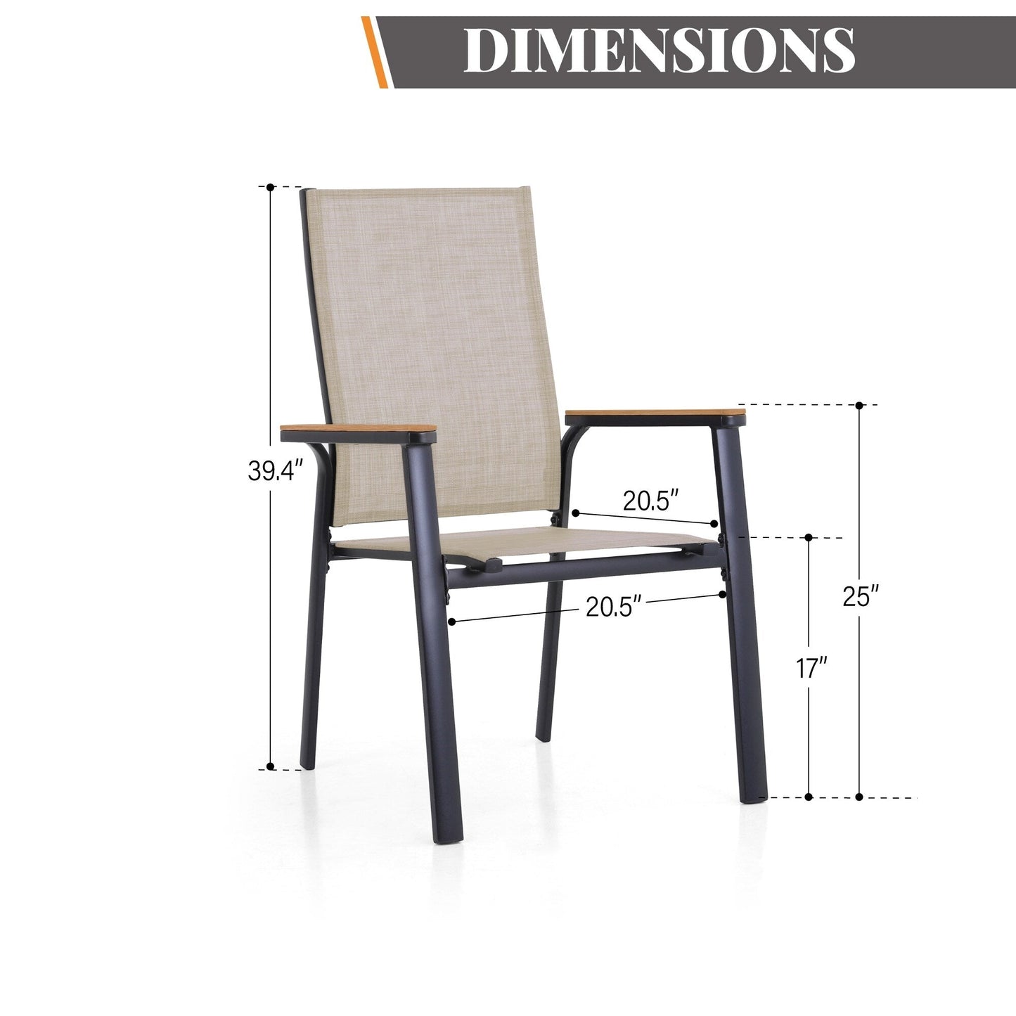 MAISON ARTS Set da pranzo da giardino da 9 pezzi con 8 sedie impilabili in textilene e 1 tavolo in metallo