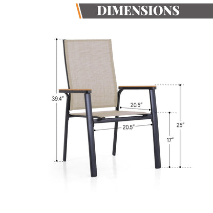 MAISON ARTS Set da pranzo da giardino da 9 pezzi con 8 sedie impilabili in textilene e 1 tavolo in metallo
