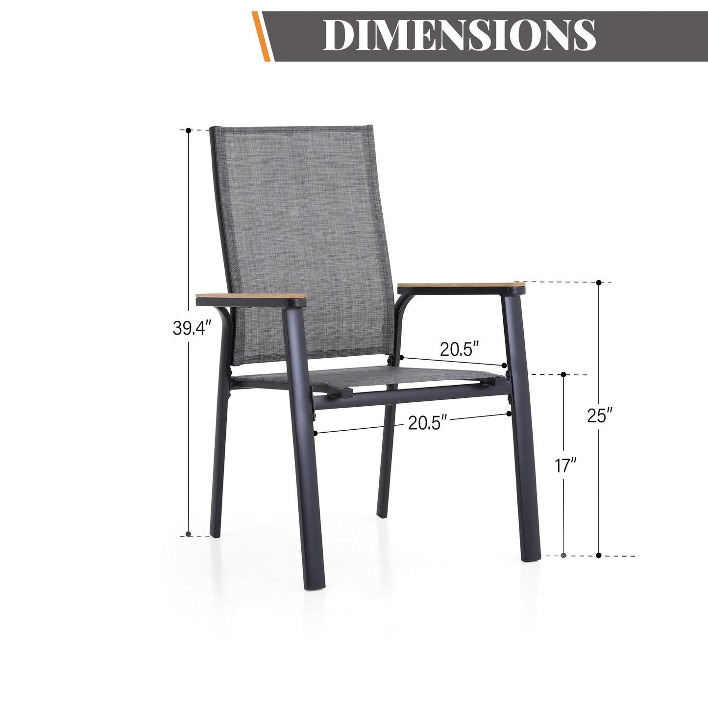 MAISON ARTS Set da pranzo da giardino da 9 pezzi con 8 sedie impilabili in textilene e 1 tavolo in metallo