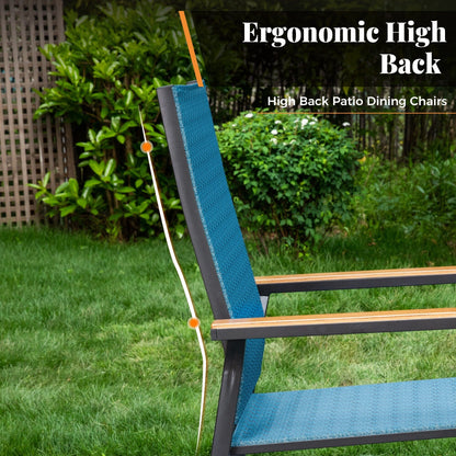 MAISON ARTS Set da pranzo da giardino da 9 pezzi con 8 sedie impilabili in textilene e 1 tavolo in metallo