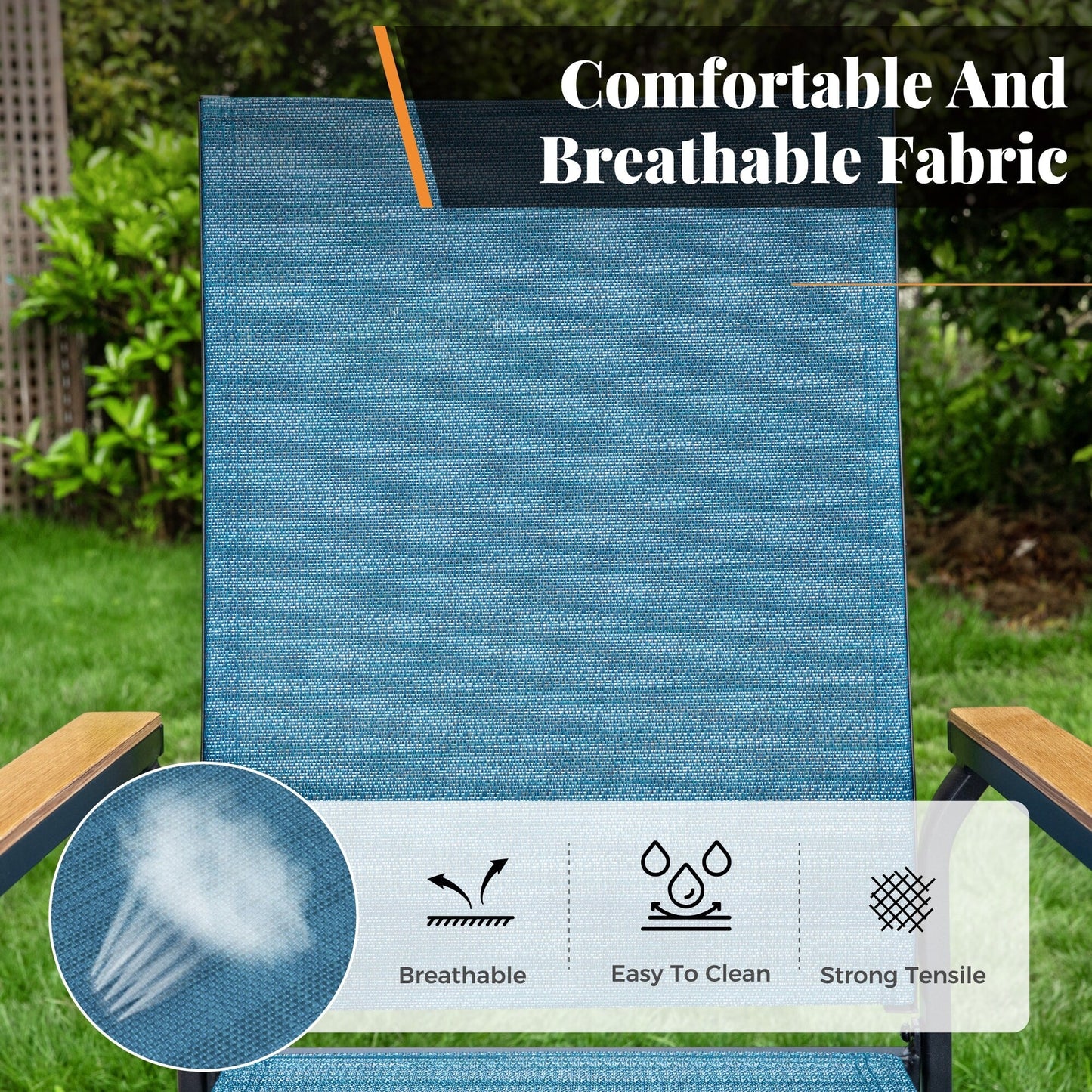 MAISON ARTS Set da pranzo da giardino da 9 pezzi con 8 sedie impilabili in textilene e 1 tavolo in metallo