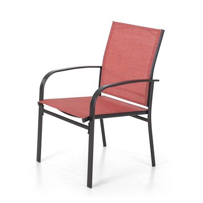 MAISON ARTS Set da pranzo per patio da 9 pezzi, tavolo quadrato in metallo da 60 pollici e 8 sedie da pranzo in textilene