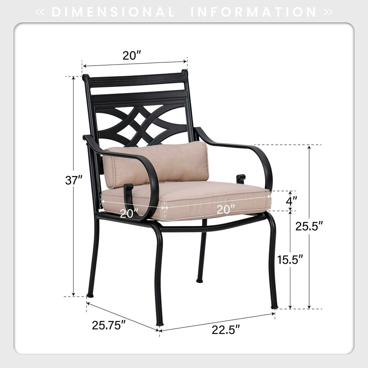 MAISON ARTS Set da pranzo per esterni da 9 pezzi per tavolo da pranzo quadrato in metallo da 8,60 e sedie da pranzo in acciaio con cuscino