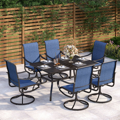 MAISON ARTS Set da pranzo da esterno ergonomico contemporaneo da 7 pezzi per patio