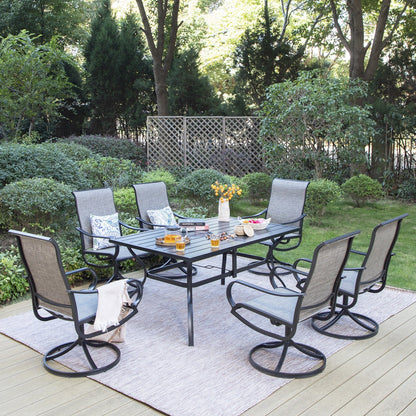 MAISON ARTS Set da pranzo da esterno ergonomico contemporaneo da 7 pezzi per patio