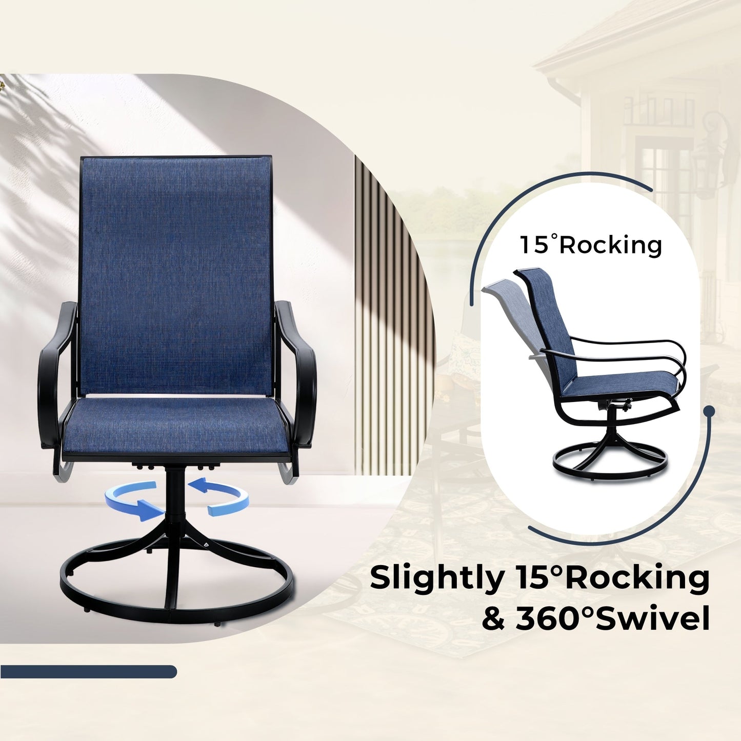 MAISON ARTS Set da pranzo da esterno ergonomico contemporaneo da 7 pezzi per patio