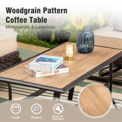 MAISON ARTS Set di mobili da esterno extra large da 6 pezzi: divani a 3 e 2 posti, sedie girevoli, pouf, tavolino da caffè