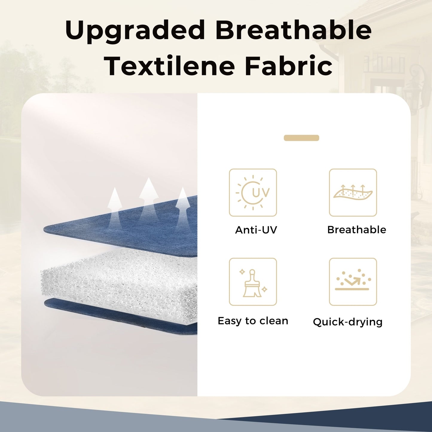 MAISON ARTS Set da pranzo per esterni, 6 sedie girevoli da giardino e tavolo da pranzo rettangolare 60x38 con foro per ombrellone