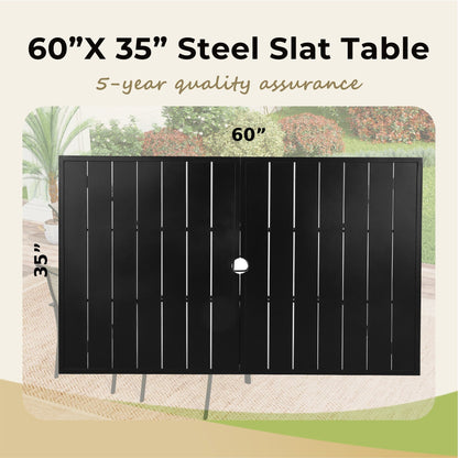 MAISON ARTS Set da pranzo per patio 7 pezzi con 1 tavolo rettangolare in metallo e 6 sedie in textilene