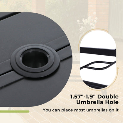 MAISON ARTS Set da pranzo per patio 7 pezzi con 1 tavolo rettangolare in metallo e 6 sedie in textilene