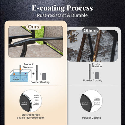 MAISON?ARTS Set da pranzo per patio da 9 pezzi, tavolo quadrato in metallo da 60 pollici e sedie a dondolo da pranzo con cinghie