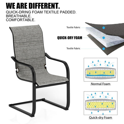 MAISON?ARTS Set da pranzo per patio da 9 pezzi, tavolo quadrato in metallo da 60 pollici e sedie a dondolo da pranzo con cinghie