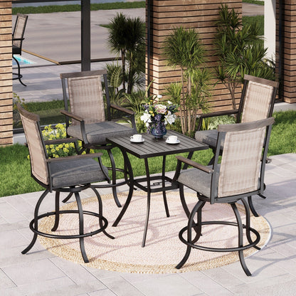 MAISON?ARTS Set da bar moderno in metallo per patio con sgabelli girevoli imbottiti