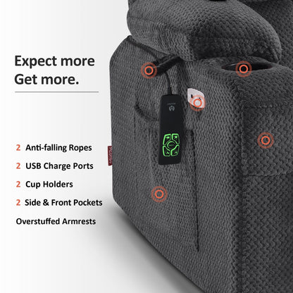 Poltrona reclinabile elettrica MCombo Medium a doppio motore, posizione infinita, massaggio e calore, poggiapiedi esteso, tessuto 7890