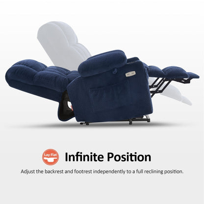 Poltrona reclinabile elettrica MCombo Medium a doppio motore, posizione infinita, massaggio e calore, poggiapiedi esteso, tessuto 7890