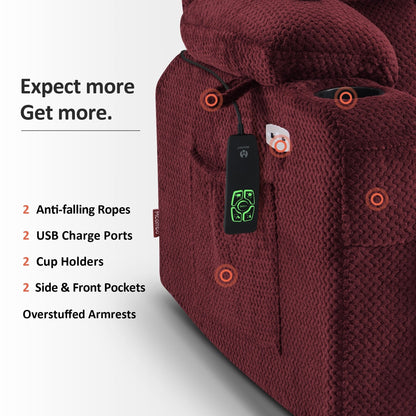 Poltrona reclinabile elettrica MCombo Medium a doppio motore, posizione infinita, massaggio e calore, poggiapiedi esteso, tessuto 7890