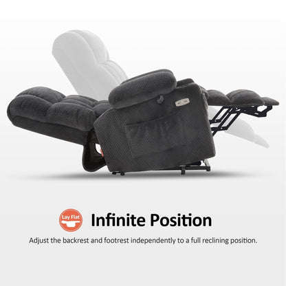 Poltrona reclinabile elettrica MCombo Medium a doppio motore, posizione infinita, massaggio e calore, poggiapiedi esteso, tessuto 7890