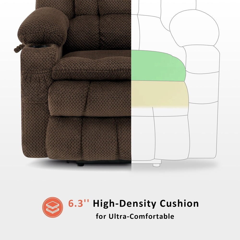 Poltrona reclinabile elettrica MCombo a doppio motore con massaggio e calore, posizione infinita, porte USB, tessuto R7897