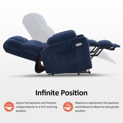 Poltrona reclinabile elettrica MCombo a doppio motore con massaggio e calore, posizione infinita, porte USB, tessuto R7897