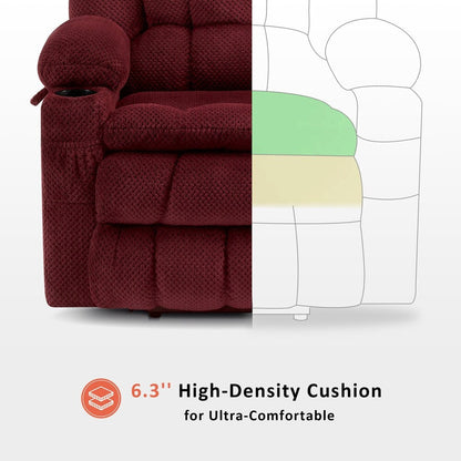 Poltrona reclinabile elettrica MCombo a doppio motore con massaggio e calore, posizione infinita, porte USB, tessuto R7897