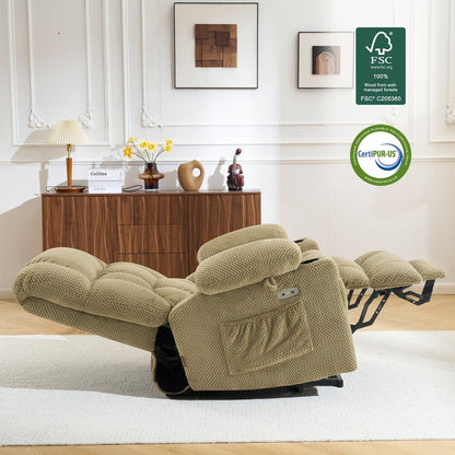 Poltrona reclinabile elettrica MCombo a doppio motore con massaggio e calore, posizione infinita, porte USB, tessuto R7897