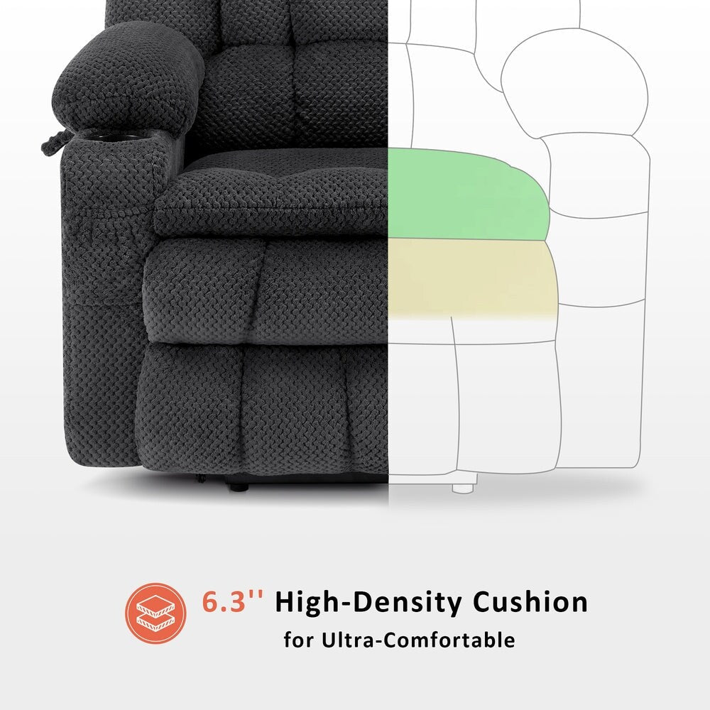 Poltrona reclinabile elettrica MCombo a doppio motore con massaggio e calore, posizione infinita, porte USB, tessuto R7897