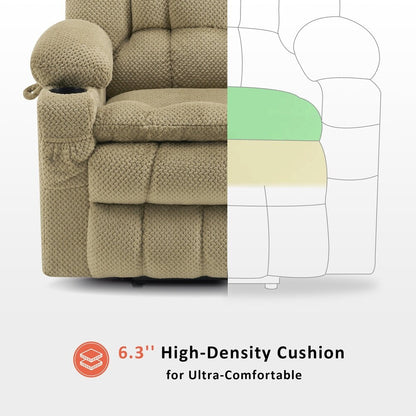 Poltrona reclinabile elettrica MCombo a doppio motore con massaggio e calore, posizione infinita, porte USB, tessuto R7897