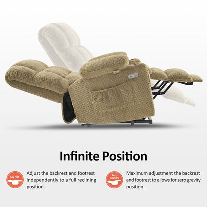 Poltrona reclinabile elettrica MCombo a doppio motore con massaggio e calore, posizione infinita, porte USB, tessuto R7897