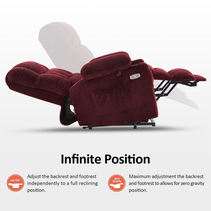 Poltrona reclinabile elettrica MCombo a doppio motore con massaggio e calore, posizione infinita, porte USB, tessuto R7897