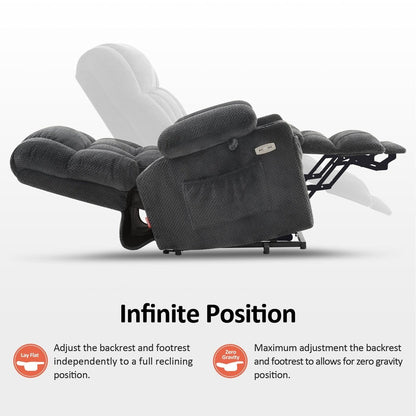 Poltrona reclinabile elettrica MCombo a doppio motore con massaggio e calore, posizione infinita, porte USB, tessuto R7897
